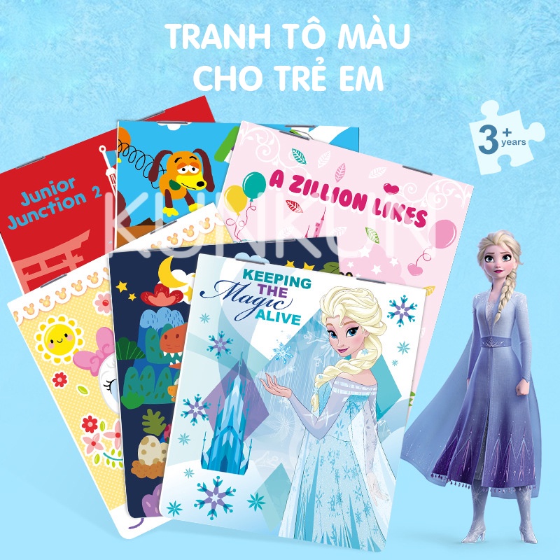 Tranh tô màu hoạt hình nhiều mẫu (đóng quyển) cho bé