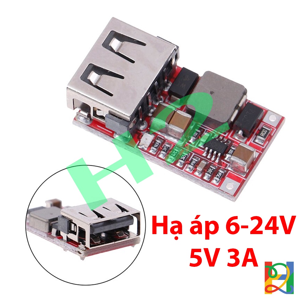 Mạch sạc dự phòng hạ áp 5V 3A, Module hạ áp 6-24V 12V/24V sang 5V 3A có cổng USB sạc xe máy hiệu suất cao
