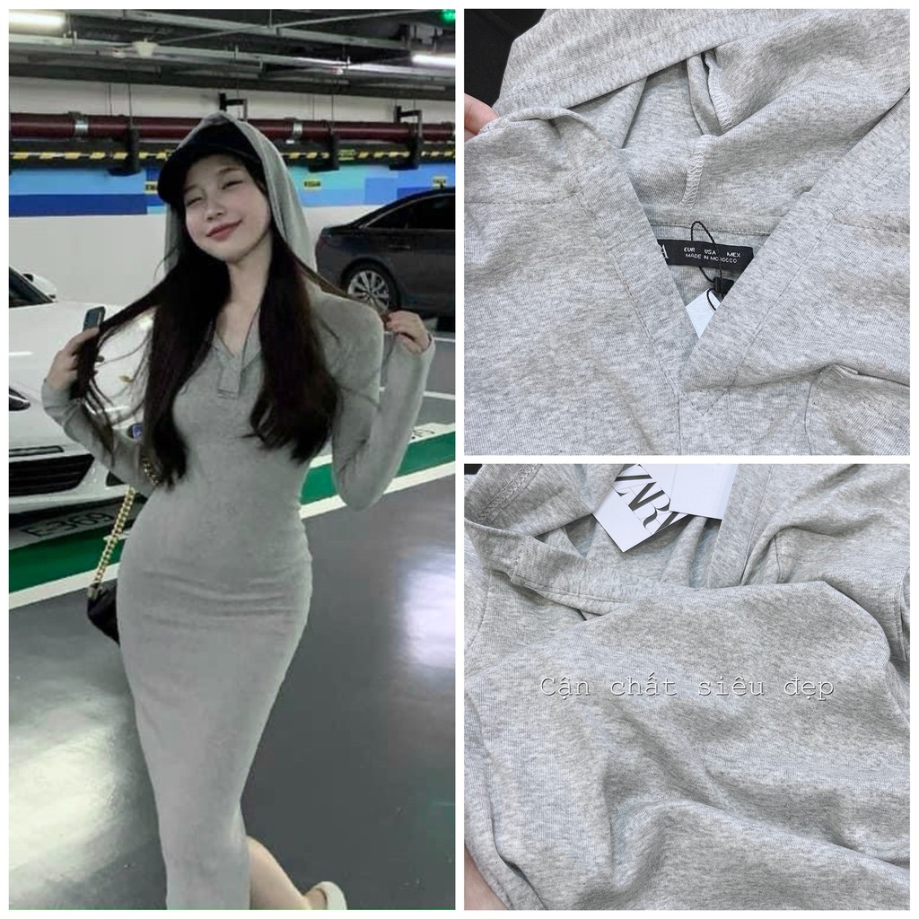 VÁY LEN Díp BODY DÀI TAY CÓ MŨ CAO CẤP CHO NỮ - VÁY LEN NỮ DÁNG DÀI ÔM BODY CÓ MŨ CỰC XINH | BigBuy360 - bigbuy360.vn