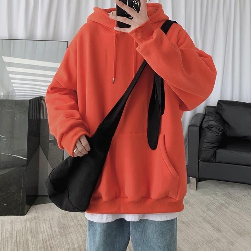 MS66 Áo hoodie trơn nỉ bông unisex oversize form rộng nam nữ dày dặn - DTL