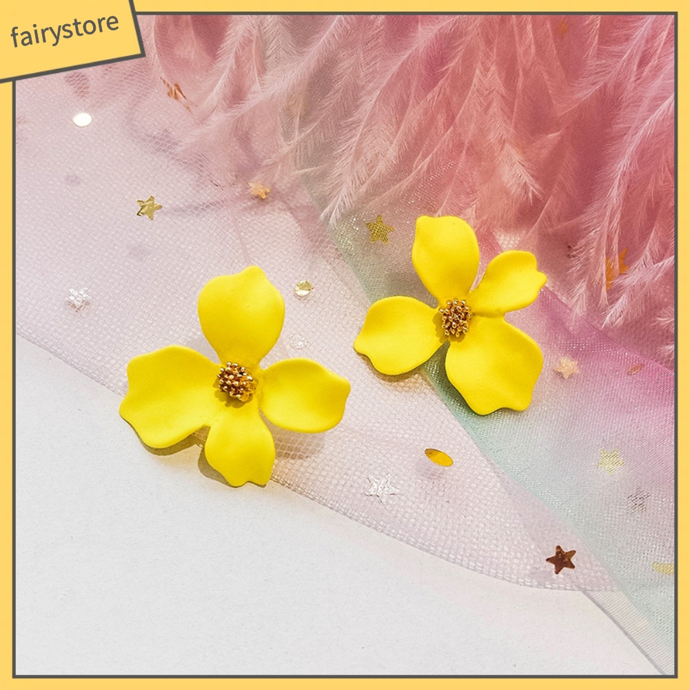 Khuyên Tai Kim Loại Hình Hoa Thời Trang Cho Nữ