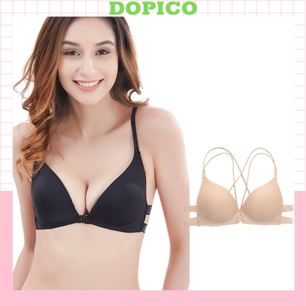 Áo ngực nữ không gọng su cài trước , áo bra nữ 2 dây đệm bàn tay DOPICO B810