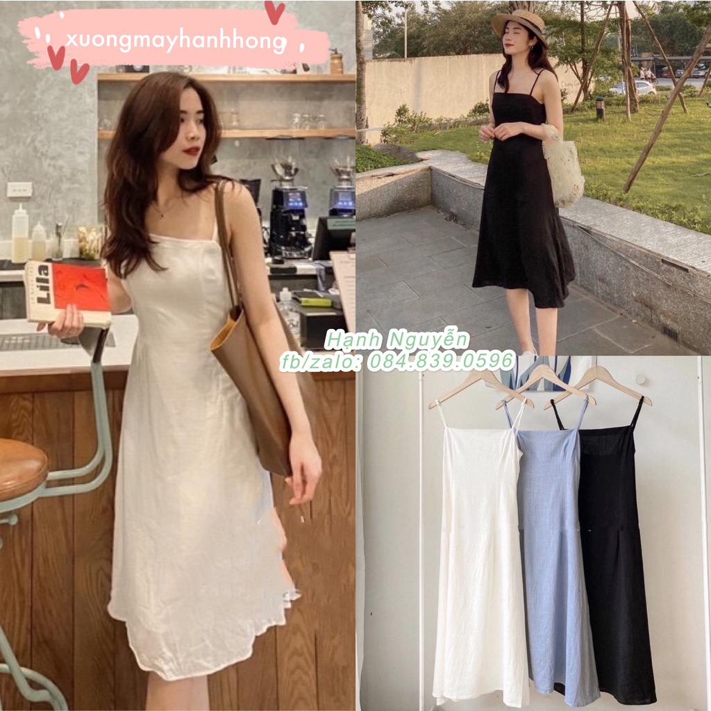 Váy 2 dây đũi tiểu thư, đầm 2 dây dáng suông đi biển, du lịch - Xưởng May Hạnh Hồng | BigBuy360 - bigbuy360.vn
