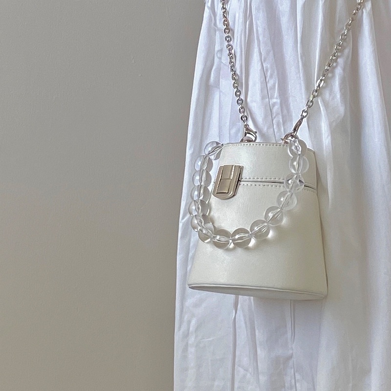 Túi đeo vai IELGY hình trụ đính ngọc trai hợp thời trang sang trọng cho nữ