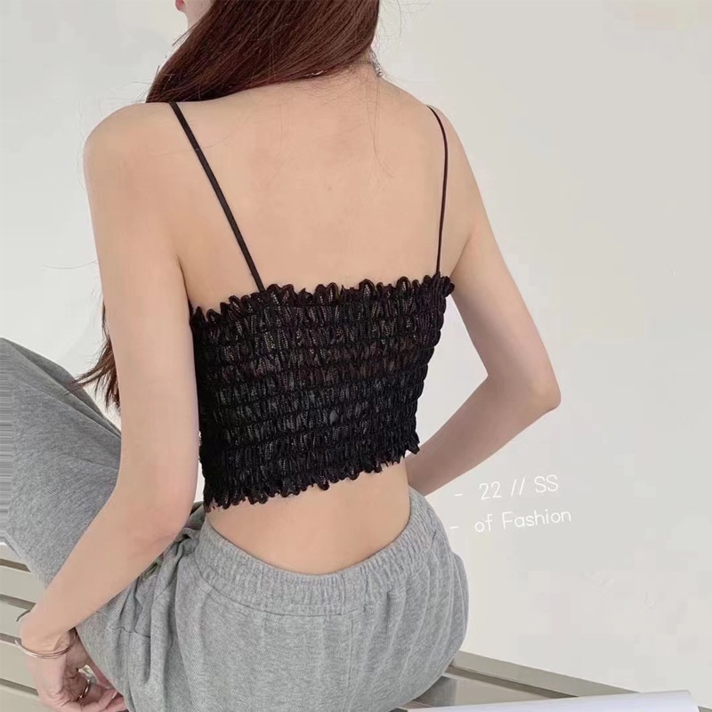 Áo bra hai dây thiết kế ren hoa phối nút dây yếm Quảng Châu sang chảnh -BRA03