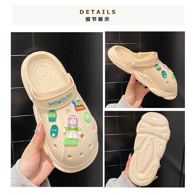 Dép Sandal Xỏ Ngón Đế Dày Hở Ngón Chống Trượt Phong Cách Mới diy Cho Nữ @ -