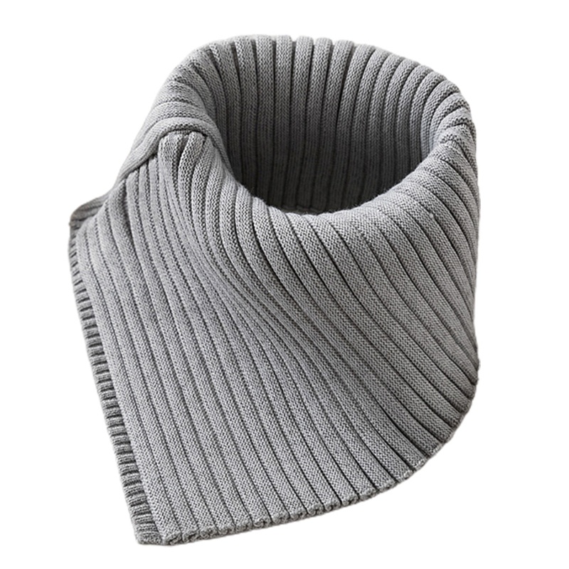 Khăn Choàng Cổ Dệt Kim Màu Sắc Trơn Hình Tam Giác Có Thể Tháo Rời Giữ Ấm Mùa Đông Cho Nữ