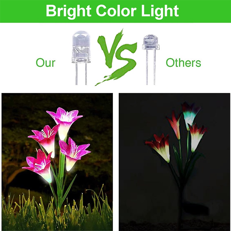 Đèn Trang Trí Sân Vườn Chống Nước Hình Hoa Lily Lớn Hơn 4 Chế Độ Chạy Bằng Năng Lượng Mặt Trời