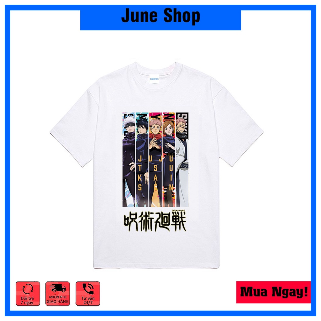 Áo Jujutsu Kaisen - Satoru Gojo, Áo Anime Manga màu trắng cộc tay, in hình đẹp nhất