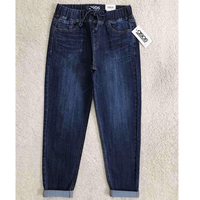quần jeans vnxk lưng thun baggy