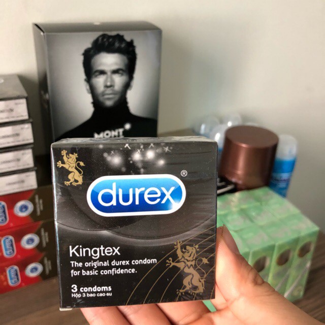 [CHECK MÃ VẠCH] Bao cao su DUREX kingtex hộp 3 bao, chất liệu tốt cao su thiên nhiên, an toàn, Hộp BCS size nhỏ bó sát