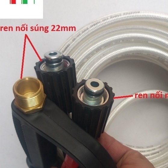 Bộ 30m-15m-7m dây rửa xe và súng xịt - súng rửa xe áp lực cao ren 22mm - lõi 15mm