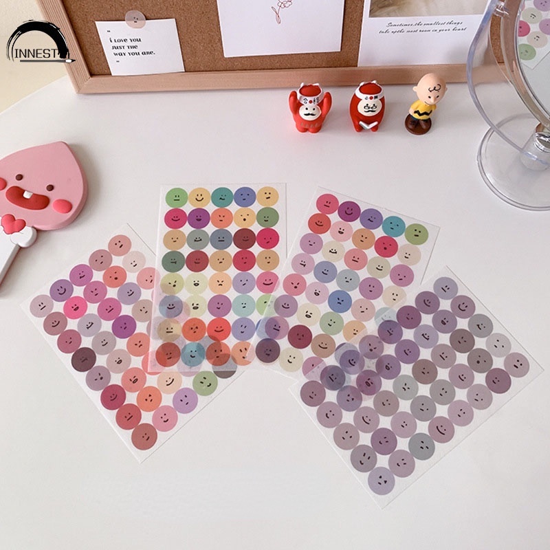 Bộ 6 Miếng Dán Hình Tròn Họa Tiết Hoạt Hình Trang Trí Sổ Tay
