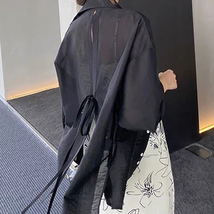 Áo Sơ Mi Khoác Ngoài Xẻ Sau Phong Cách Đơn GIản_Áo Đi Biển