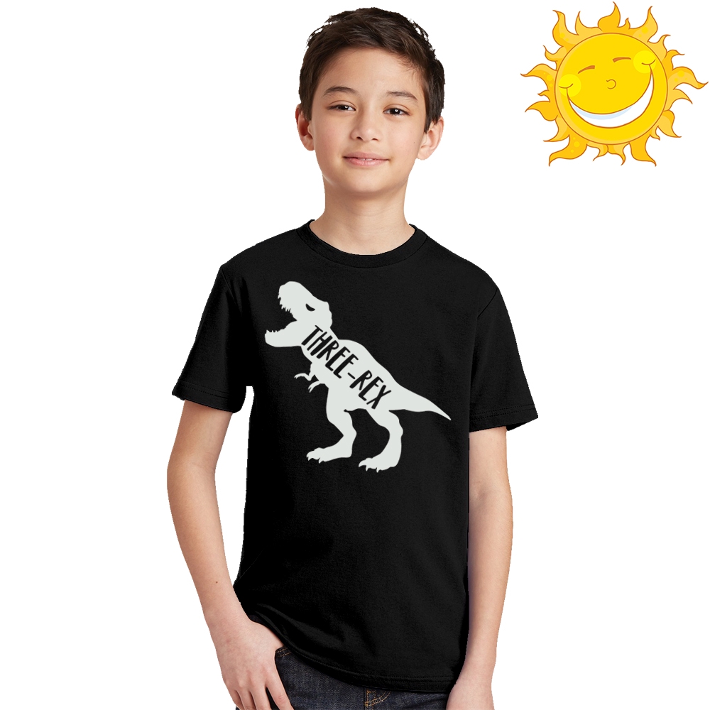 Áo Thun In Hình Khủng Long t-rex Dạ Quang Thời Trang Cho Bé Trai