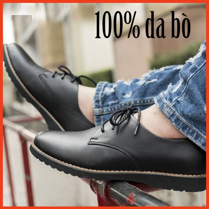 Giày Da Nam Trung Niên Cao Cấp Buộc Dây Da Bò Thật Kiểu Hàn Giày Tây Nam Công Sở Thời Trang Trẻ Trung