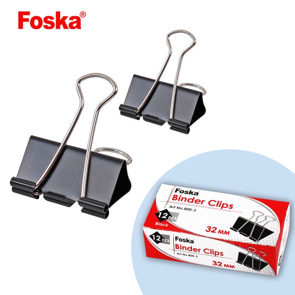 Hộp 12 kẹp bướm đen Foska 800-1/800-2/800-3/800-4/800-5/800-6