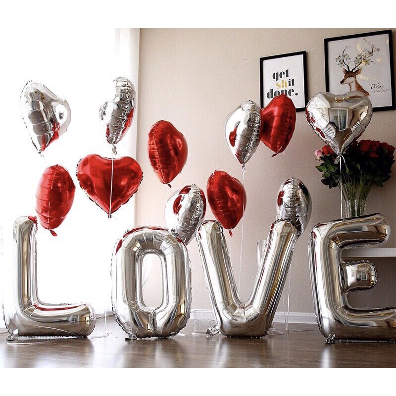 Bộ bóng chữ LOVE size to 70cm trang trí phòng cưới, tỏ tình, cầu hôn, valentine