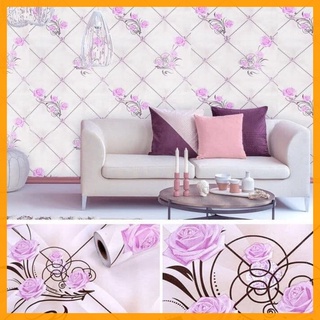 10M Giấy Dán Tường Sẵn Keo Hoa Hồng Ruby tím Khổ Rộng 45cm 6047