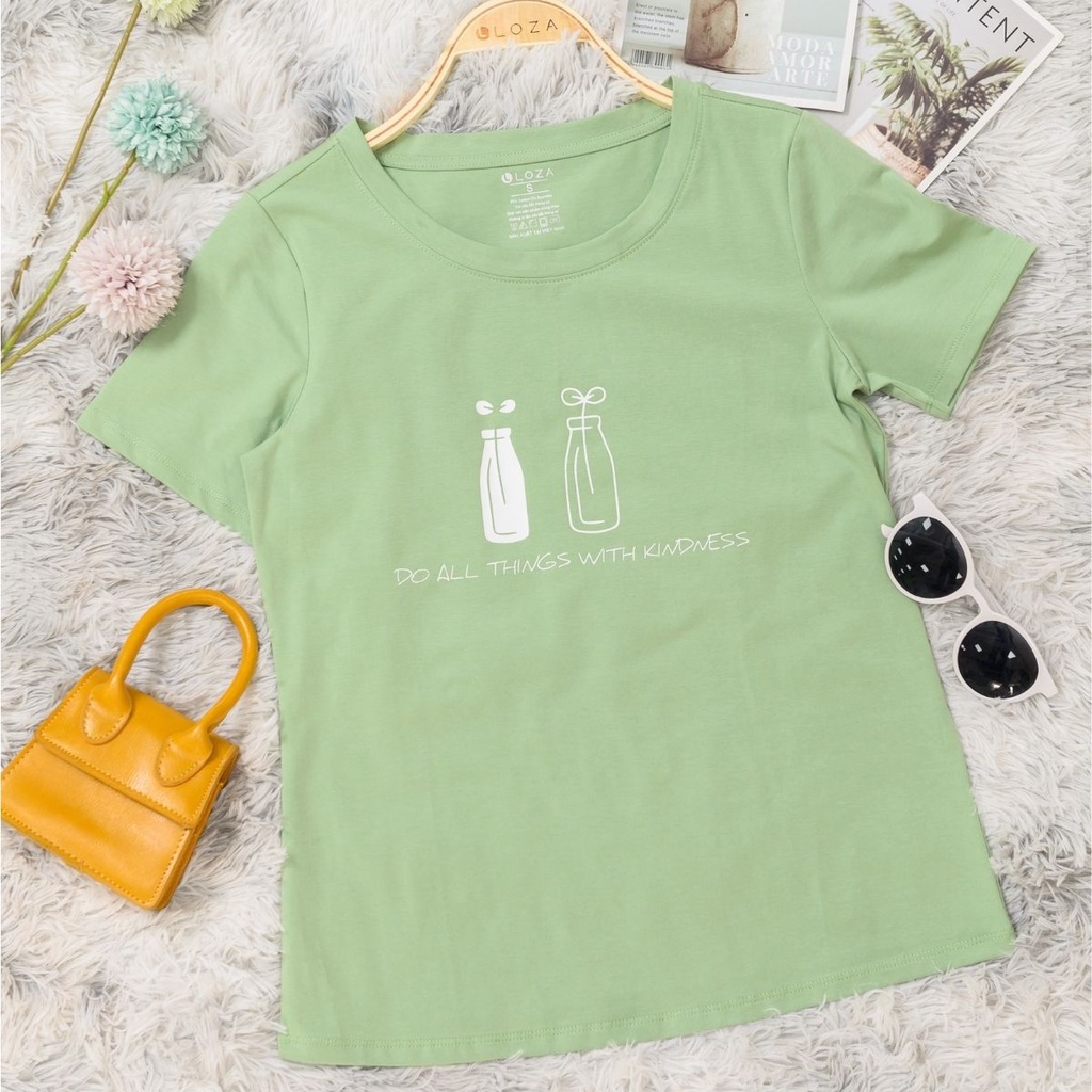 Áo phông nữ LOZA cổ tròn chất thun cotton mềm mát - PT04119