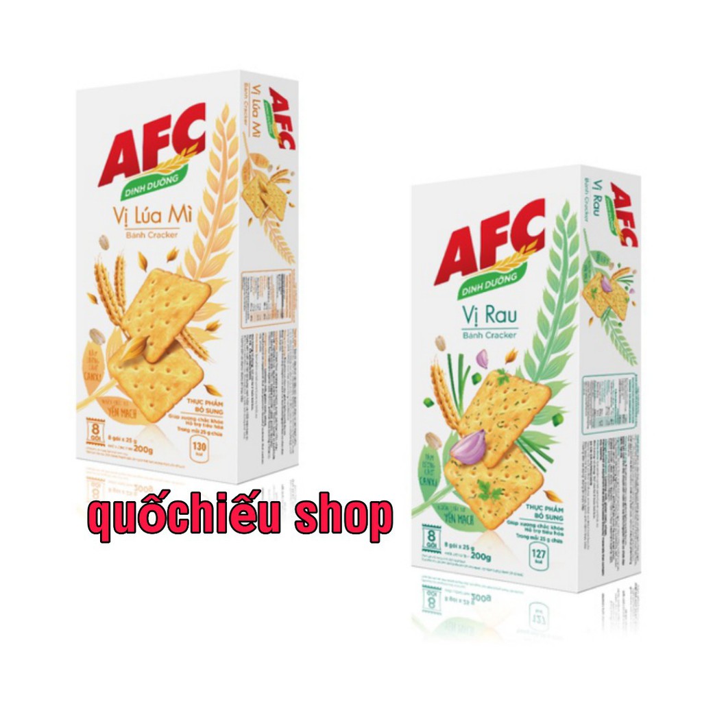 Bánh Qui Mặn AFC 2 Vị Rau Cải &amp; Lúa Mì 200g(8 Gói*25g)