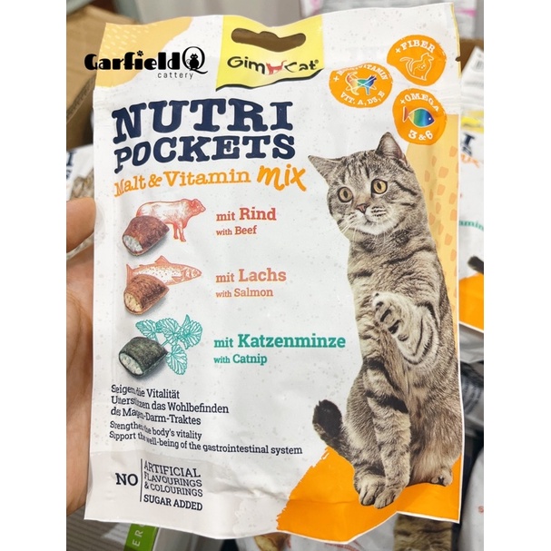 Gói Gimcat dinh dưỡng + đẩy búi lông Nutri Pockets