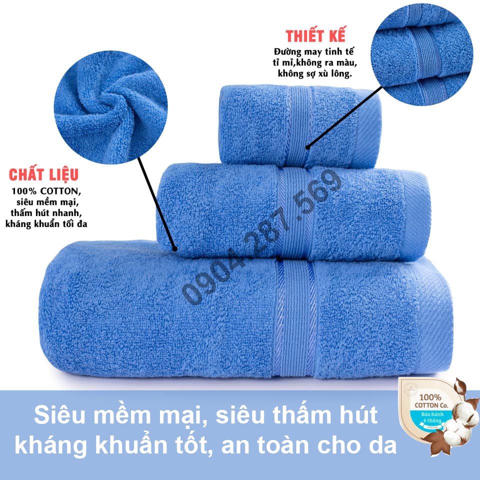 Khăn Tắm Khăn Gội Đầu Khăn Lau Mặt ROYAL TOWEL Dùng Cho Gia Đình Spa Khách Sạn 100% Cotton Thấm Hút Không Ra Màu