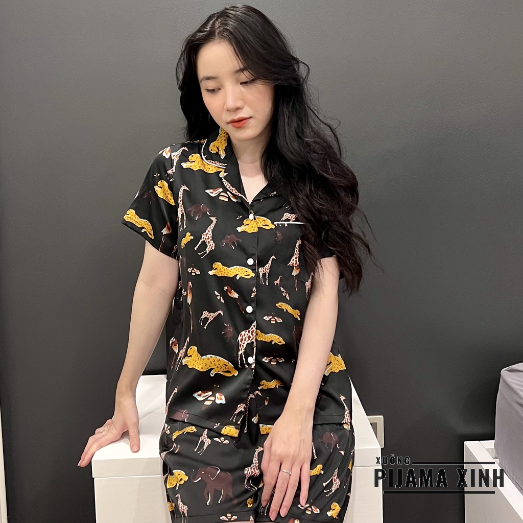 ĐỒ BỘ NỮ - PIJAMA HÀNG THIẾT KẾ Bộ Mặc Nhà Chất Lụa Latin Họa Tiết Vải Cao Cấp Mềm Mịn