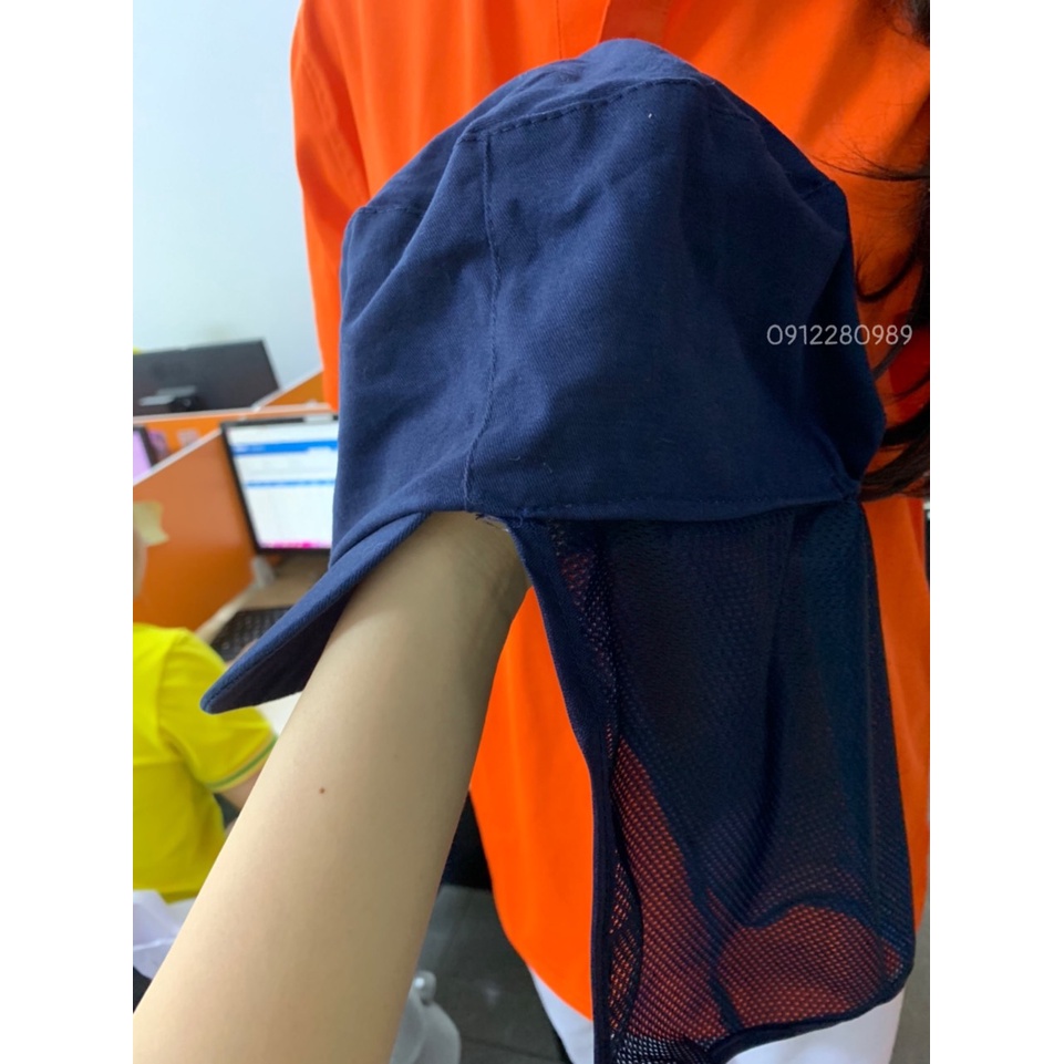 Nón kết cột dây vải kaki dùng trong ngành thực phẩm, thủy sản _ Hình chụp thật