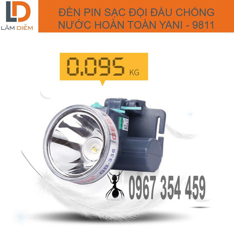 Đèn đội đầu pin sạc chống nước hoàn toàn yani-9811