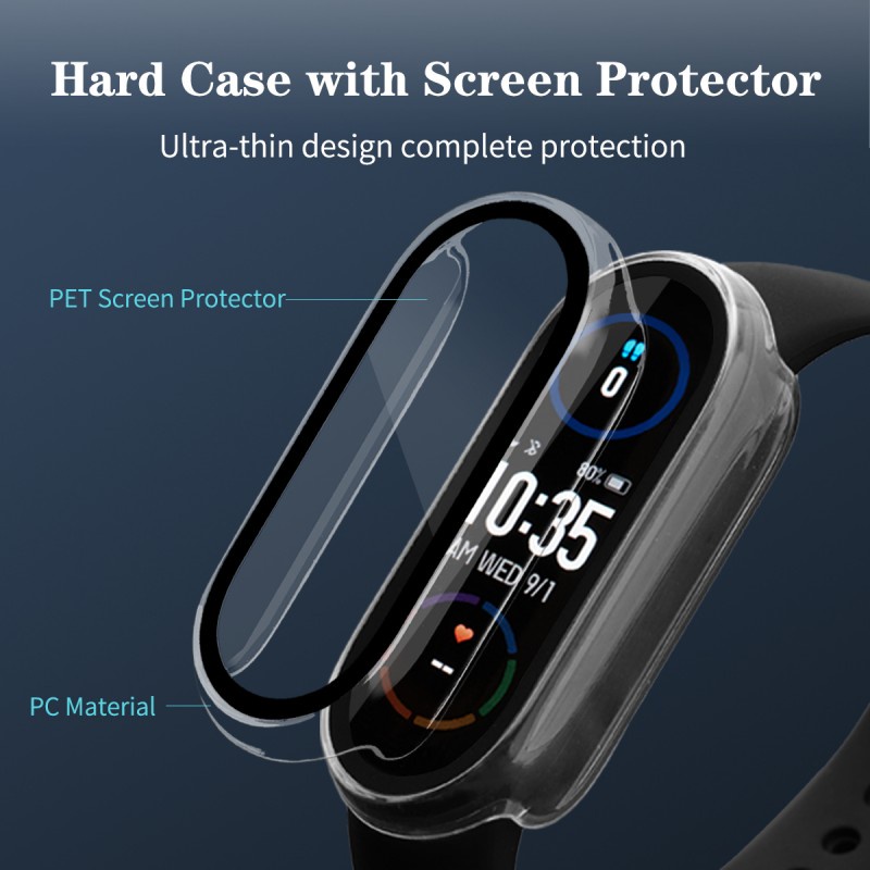 Ốp Bảo Vệ 2 Trong 1 + Miếng Dán 3D Cho Xiaomi Mi Band 7 NFC