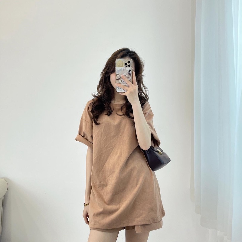 (Ảnh thật) Set áo tay lỡ oversize kèm short dày dặn