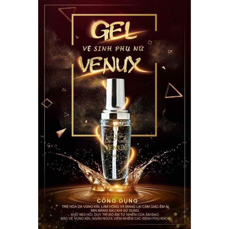 Dung Dịch Vệ Sinh Phụ Nữ Venux Tinh Chất Vàng Khử Mùi, Trẻ Hóa Làm Hồng Vùng Kín Gel Venux