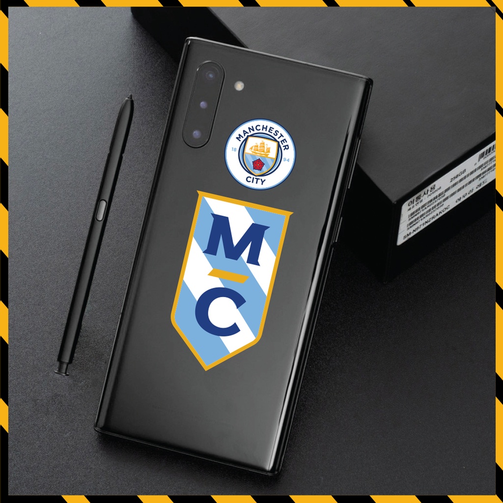 Sticker Bóng Đá Manchester City Dán Tem Xe, Dán Nón, Điện Thoại, Laptop - Logo MC Chất Liệu Chống Thấm Nước, Bền Màu