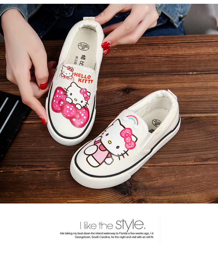 Giày Canvas In Hình Hello Kitty Dễ Thương Cho Bé