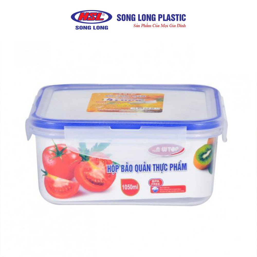 Bộ 2 hộp đựng bảo quản thực phẩm 450ml, 1000ml Song Long Plastic Four Lock - 2242