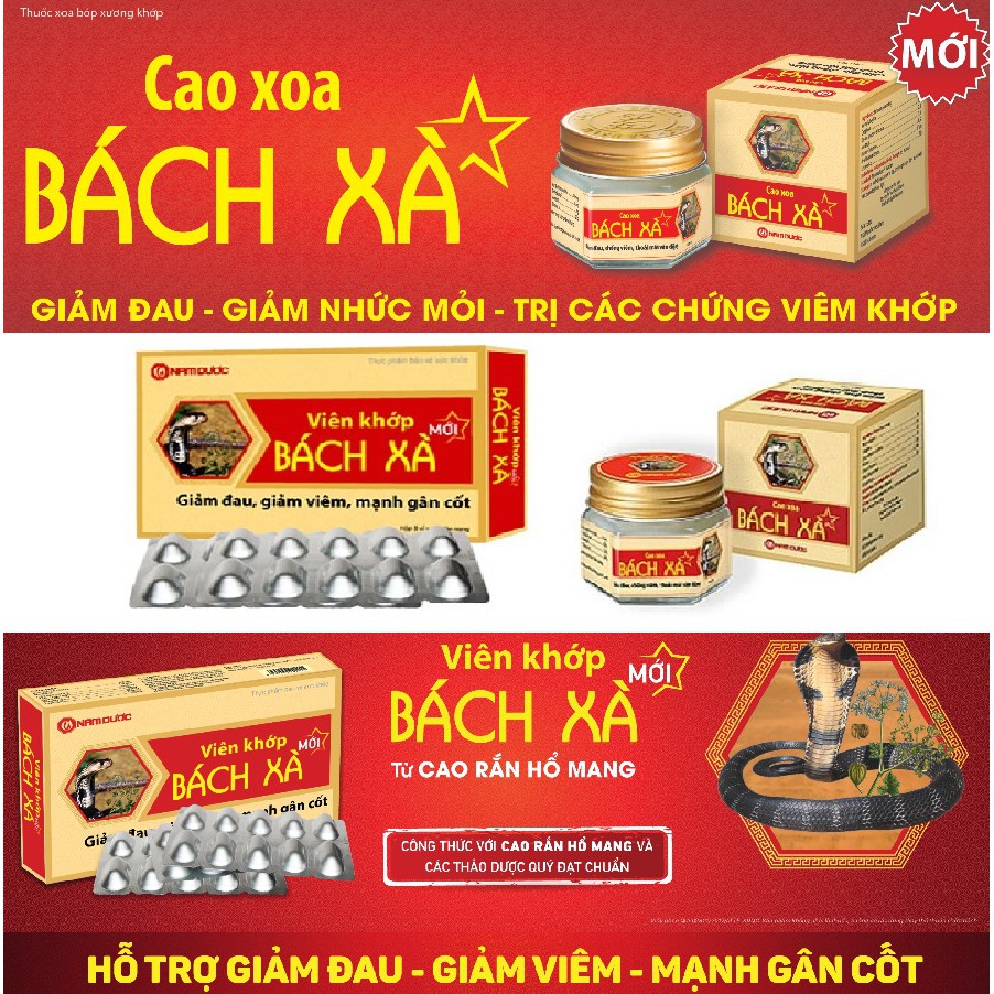 [CHÍNH HÃNG] Bộ đôi cao xoa và viên khớp Bách Xà giảm đau, giảm viêm, giảm nhức mỏi