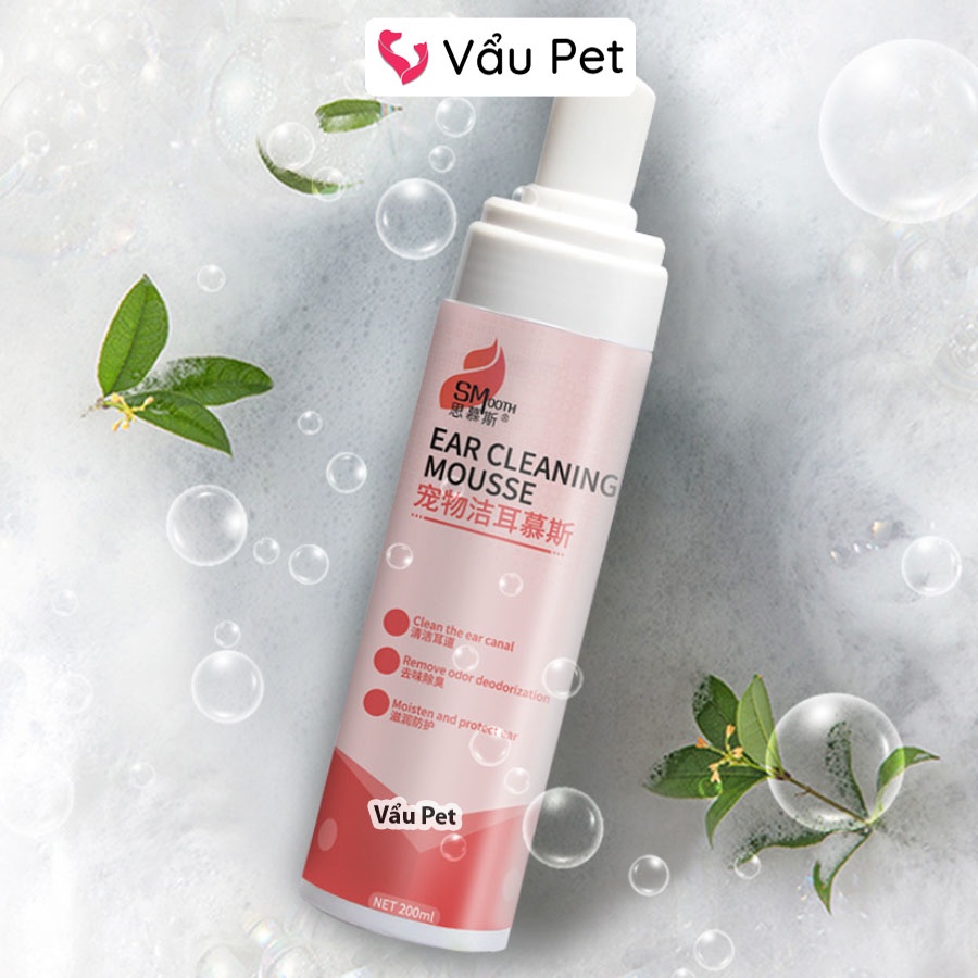 Bọt Rửa Tai Cho Chó Mèo Loại Bỏ Viêm Thối Tai 200ml Khử Mùi Hôi Tai Xua Đuổi Ve Rận Cho Thú Cưng Vẩu Pet