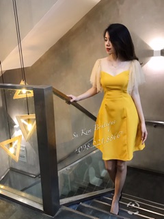 Váy xoè pha tay lưới