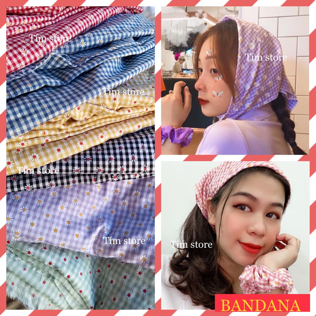 {Ảnh thật} KHĂN BANDANA CARO CÚC, TURBAN VẢI, THỜI TRANG NỮ HOT GIÁ RẺ