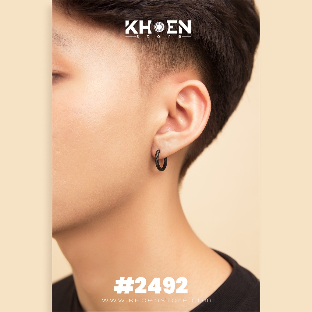 Khuyên tròn hoa văn trơn - Thép không gỉ - Khoen Store