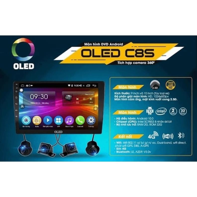 Màn liền camera 360 OLED C8S NEW cho các dòng xe ô tô, ram 3g rom 32g, bảo hành 18 tháng