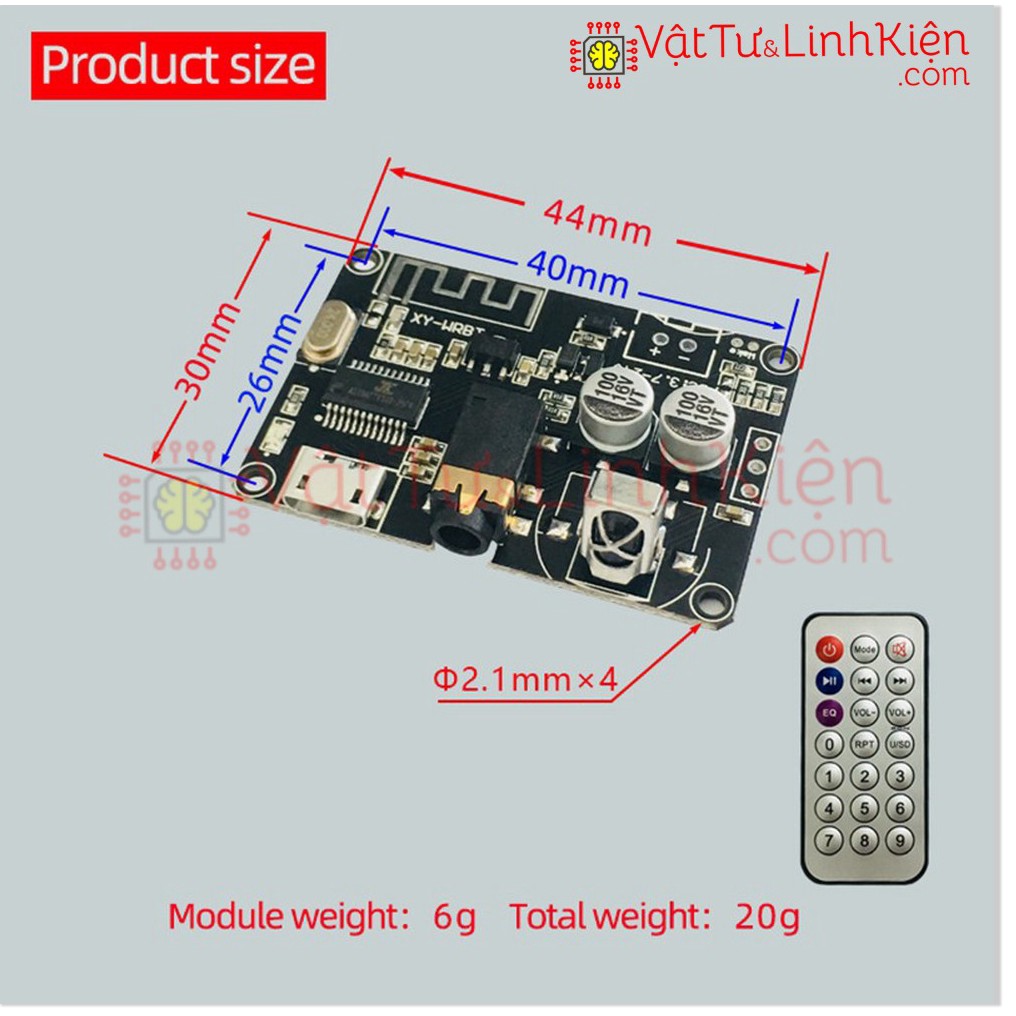 Mạch DIY loa Bluetooth 5.0 3.5MM XY-WRBT DC 3.7-24V