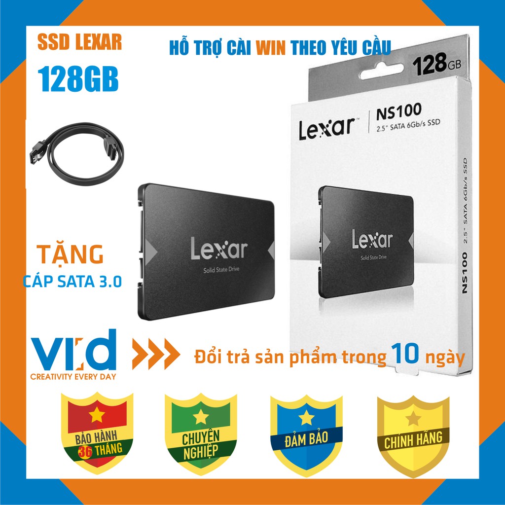 [CHÍNH HÃNG]Ổ cứng SSD 128GB Lexar, SSD 120GB( KingSpec, Kingfast, Klevv Suneast)-Tặng cáp sata 3.0 - Bảo hành  36 tháng