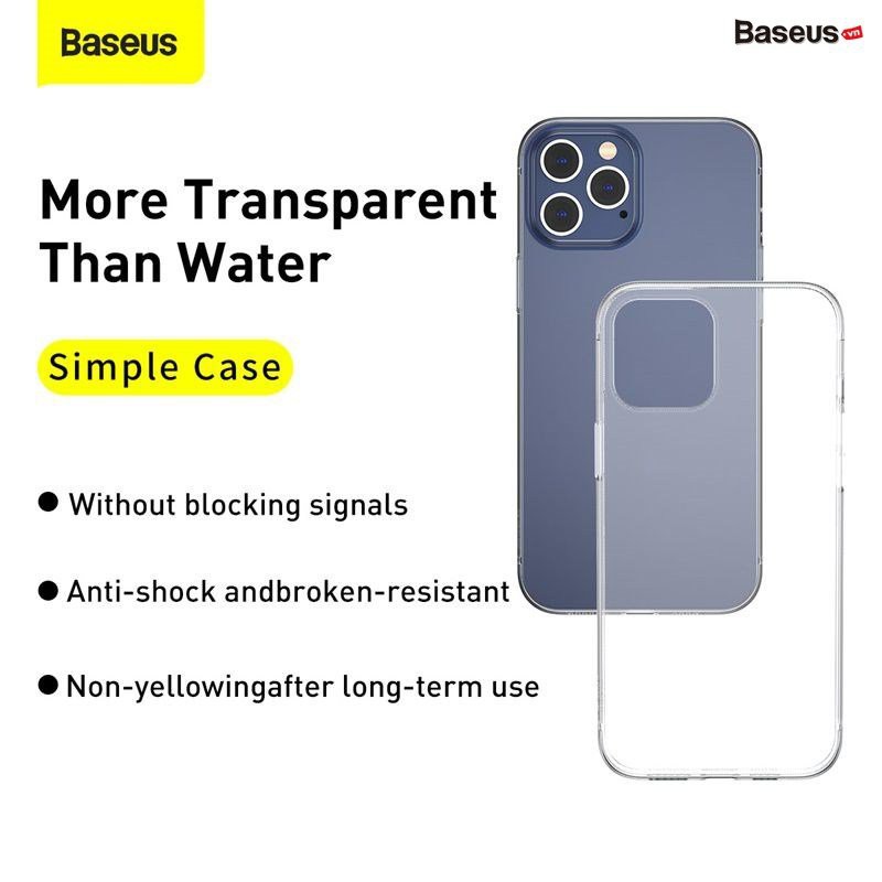 Ốp lưng trong suốt Baseus Simple Case dùng cho iPhone 12 mini / iPhone 12 / iPhone 12 Pro / iPhone 12 Promax Ultra Slim