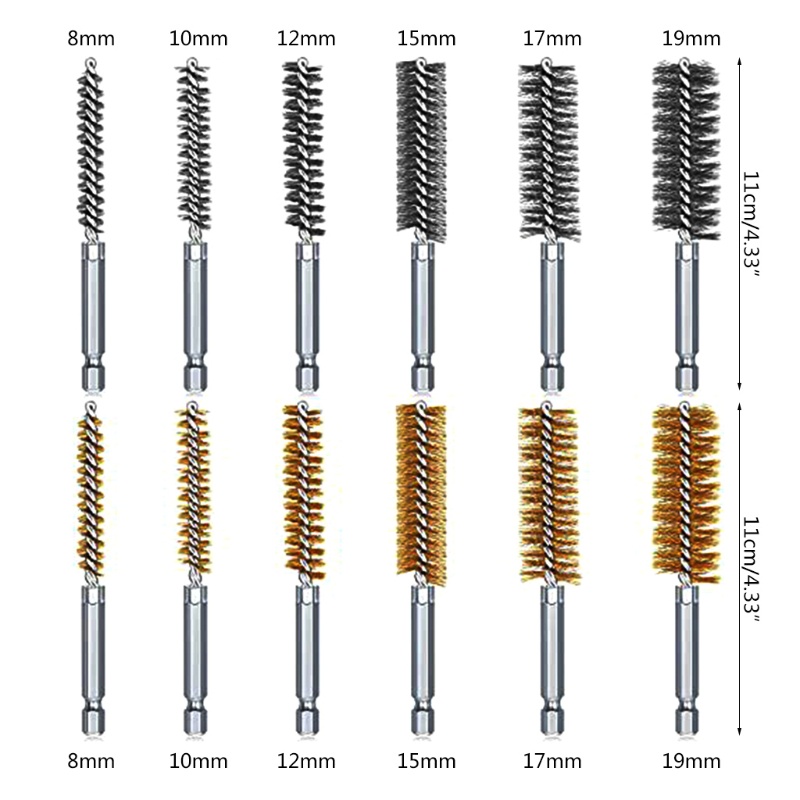 Bộ 12 Bàn Chải Sợi Thép Không Gỉ / Đồng Làm Sạch Lỗ Chân Lông