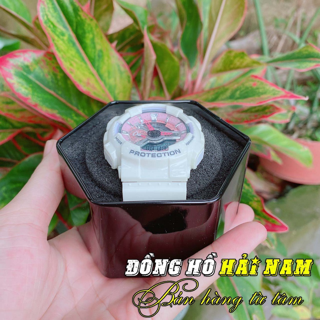 Đồng hồ nam G-Shock.GA110.Mặt 46mm,Màu Trắng Hồng,dây cao su,thể thao nam nữ phong cách cá tính,kim điện tử