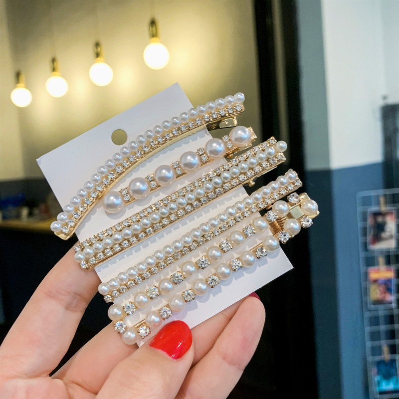 kẹp tóc đẹp Good Quality Pearl Diamond Hairpin Full Diamond Hairpin Clip Bangs trâm cài tóc hàn quốc