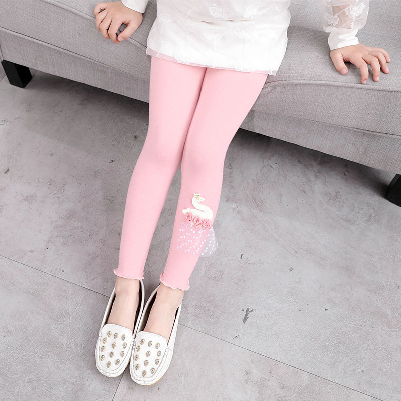 Quần legging chất liệu cotton trang trí xinh xắn cho bé gái