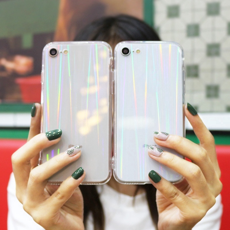 Ốp điện thoại mềm trong suốt màu laser đẹp mắt cho iPhone SE 2020 12 11 Pro Xs Max XR XS 6 7 8 Plus 12 Mini